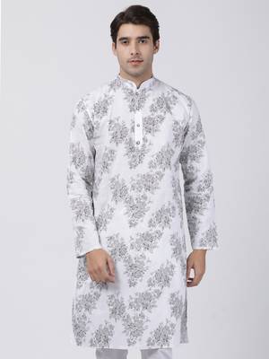 White Plain Cotton Men Kurtas 1