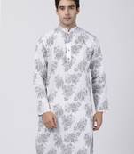 White Plain Cotton Men Kurtas