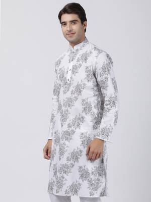White Plain Cotton Men Kurtas 2