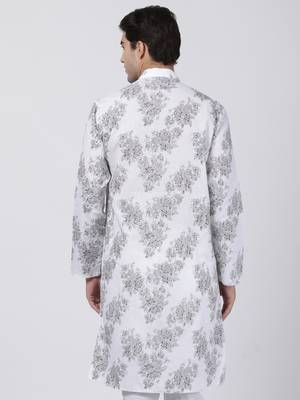 White Plain Cotton Men Kurtas 4