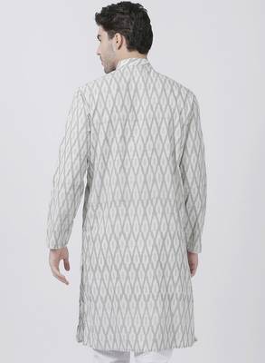 White Plain Cotton Men Kurtas 4
