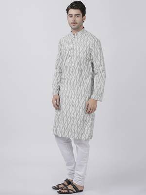 White Plain Cotton Men Kurtas 5