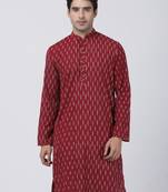 Maroon Plain Cotton Men-Kurtas