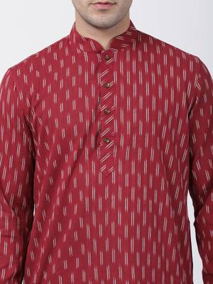 Maroon Plain Cotton Men-Kurtas 3