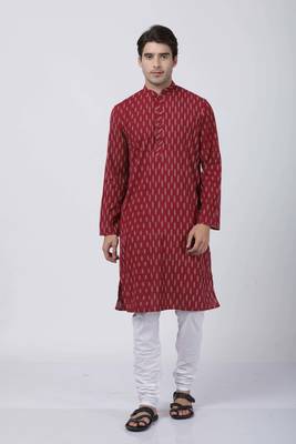 Maroon Plain Cotton Men-Kurtas 5