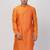 Orange Plain Blended Cotton Men Kurtas