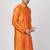 Orange Plain Blended Cotton Men Kurtas
