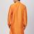 Orange Plain Blended Cotton Men Kurtas