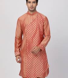 Pink Plain Blended Cotton Men Kurtas