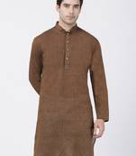 Brown Plain Cotton Men Kurtas