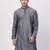 Grey Plain Cotton Silk Men Kurtas