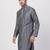 Grey Plain Cotton Silk Men Kurtas