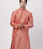 Men'S Pink Cotton Blend Kurta