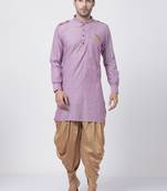 Purple Plain Blended Cotton Dhoti Kurta