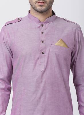 Purple Plain Blended Cotton Dhoti Kurta 3