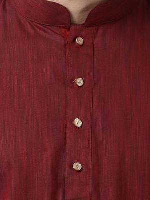 Maroon Plain Blended Cotton Dhoti Kurta 3
