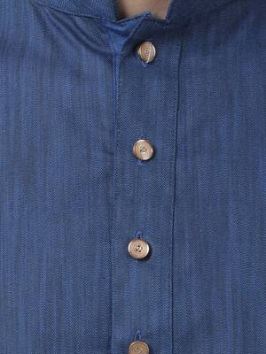 Blue Plain Blended Cotton Dhoti Kurta 3