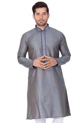 Grey Cotton Silk Kurta 1