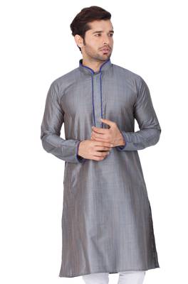 Grey Cotton Silk Kurta 2