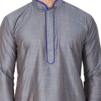 Grey Cotton Silk Kurta 3