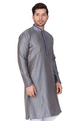 Grey Cotton Silk Kurta 4