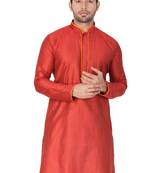 Maroon Plain Cotton Men-Kurtas