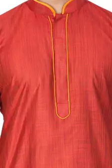 Maroon Plain Cotton Men-Kurtas