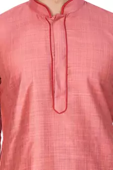 Pink Plain Cotton Men-Kurtas