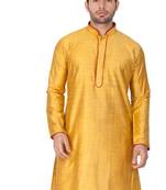 Yellow Plain Cotton Men-Kurtas