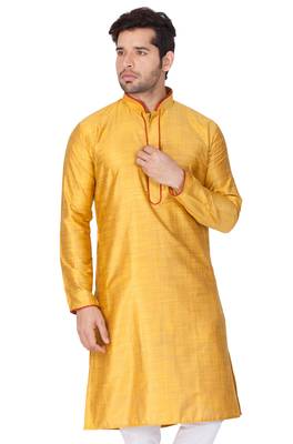 Yellow Plain Cotton Men-Kurtas 2
