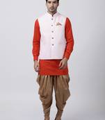 Red Plain Cotton Dhoti-Kurta