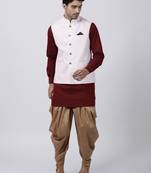 Maroon Plain Cotton Dhoti-Kurta