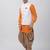 Orange Plain Cotton Dhoti-Kurta