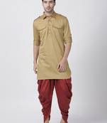 Brown Plain Cotton Pathani-Suits