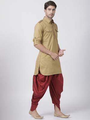 Brown Plain Cotton Pathani-Suits 2