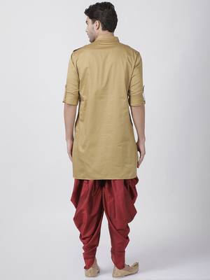 Brown Plain Cotton Pathani-Suits 4