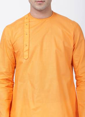 Orange Plain Cotton Kurta-Pajama 3