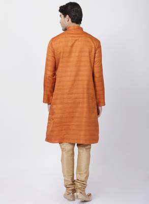 Brown Plain Blended Cotton Kurta-Pajama 4