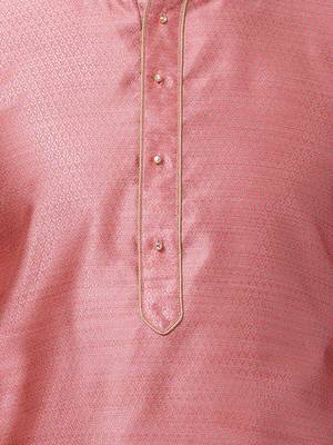 Pink Plain Cotton Blended Kurta-Pajama 3