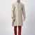 Beige Plain Blended Cotton Kurta-Pajama