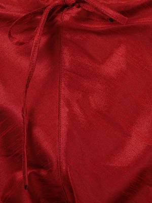 Maroon Plain Blended Cotton Kurta-Pajama 4