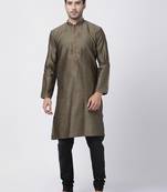 Black Plain Blended Cotton Kurta Pajama