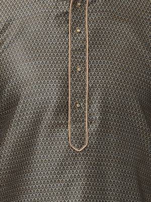 Black Plain Blended Cotton Kurta Pajama 3