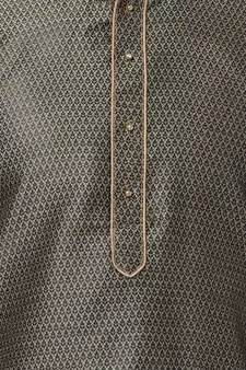 Black Plain Blended Cotton Kurta Pajama