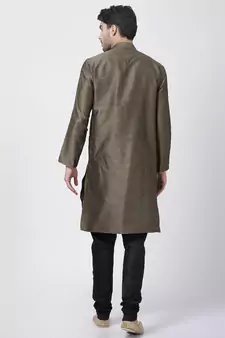 Black Plain Blended Cotton Kurta Pajama