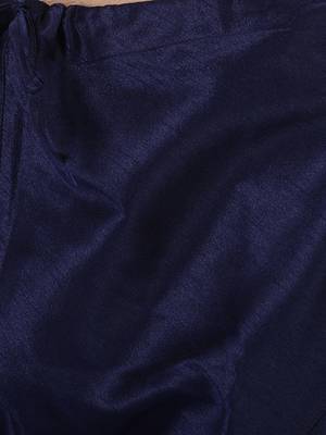 Blue Plain Blended Cotton Kurta Pajama 5