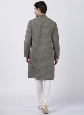 Black Plain Blended Cotton Kurta Pajama 4