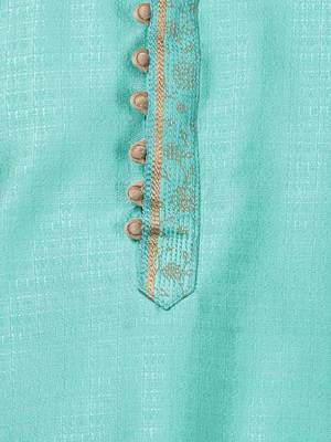Green Plain Blended Cotton Kurta Pajama 3