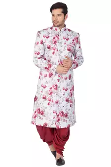 Men'S Multicolor Cotton Blend Sherwani Set