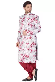 Men'S Multicolor Cotton Blend Sherwani Set